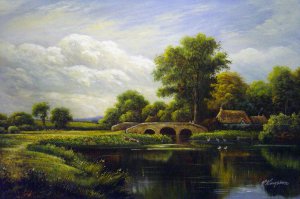 The River Loddon, Near Basing, Hants, Henry H. Parker, Art Paintings