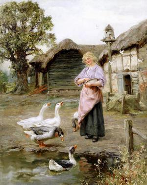 The Goose Girl, Henry John Yeend King, Art Paintings