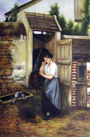 Reproduction oil paintings - Henry Mosler - Peaseant Girl And Doves
