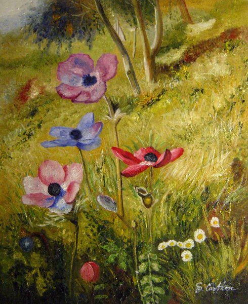 The Anemones. The painting by Henry Roderick Newman