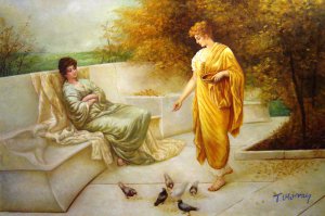Reproduction oil paintings - Henry Thomas Schafer - Feeding Doves