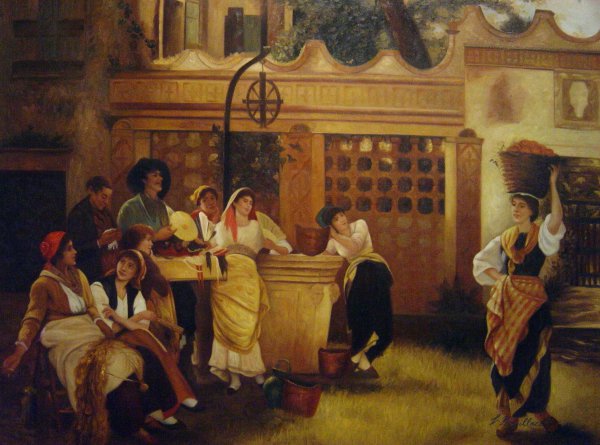 A Venetian Fan Seller. The painting by Henry Woods
