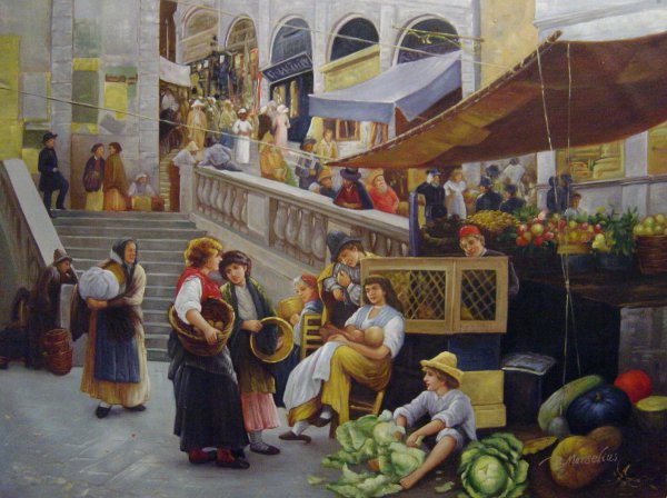 At The Foot Of The Rialto, Venice. The painting by Henry Woods