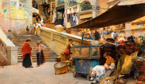 Reproduction oil paintings - Henry Woods - On the Steps of the Rialto, Venice