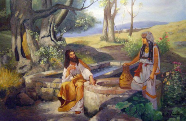 Christ And Samaritan Woman. The painting by Henryk Siemiradzki