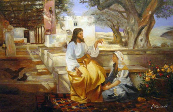 Christ In The House Of Martha And Mary. The painting by Henryk Siemiradzki