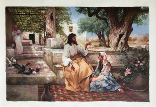 Jesus Christ in the House of Martha and Mary. The painting by Henryk Siemiradzki