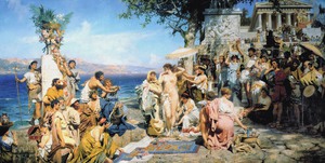 Reproduction oil paintings - Henryk Siemiradzki - The Poseidonia in Eleusis with Phryne 