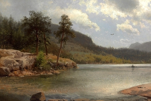 Hermann Herzog, Inlet on Lake George near Fourteen Mile Island, Painting on canvas
