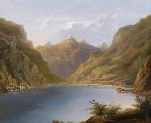 Hermann Herzog, Lake Lucerne with a View of Tellskapelle, Painting on canvas
