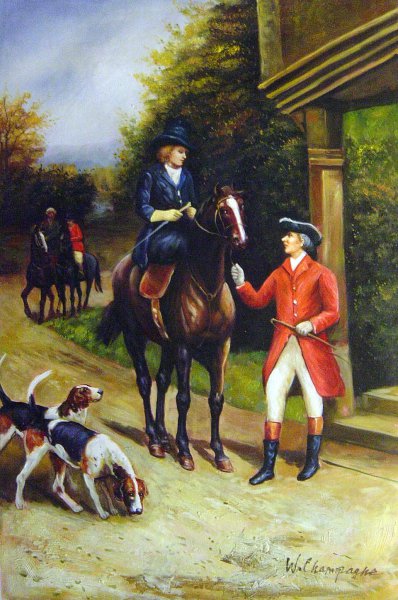 A Fox Hunting Morn. The painting by Heywood Hardy