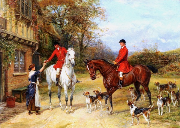 A Halt at the Inn. The painting by Heywood Hardy