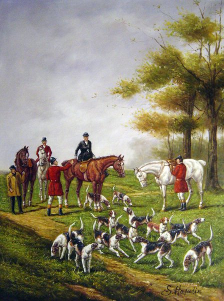 Presenting The Brush. The painting by Heywood Hardy