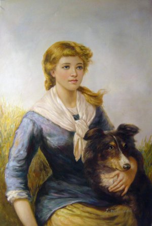 Heywood Hardy, The Good Companion Girl And Her Collie, Painting on canvas