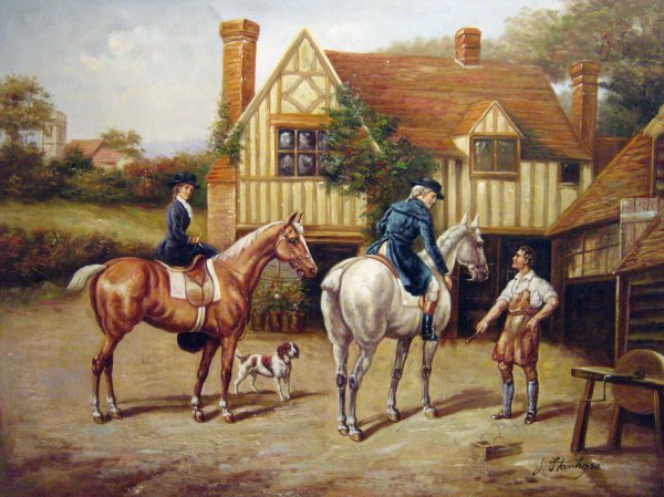 The Loose Shoe. The painting by Heywood Hardy