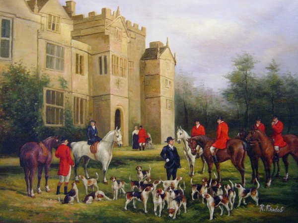 The Meet-Fox Hunting. The painting by Heywood Hardy