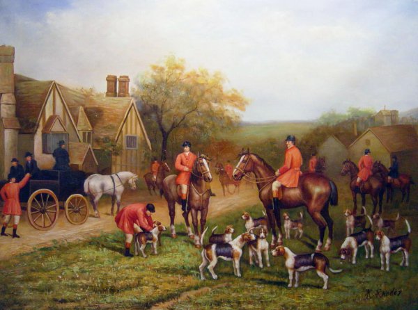 The Meet-Fox Hunting II. The painting by Heywood Hardy