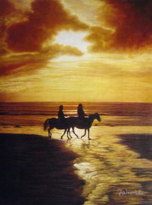 Famous paintings of Horses-Equestrian: Horseback Riders Beneath A Stunning Sky