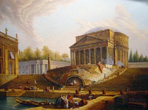 Reproduction oil paintings - Hubert Robert - A View Of Ripetta Rome