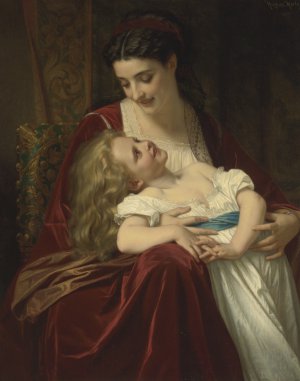 Hugues Merle, Maternal Affection, Painting on canvas