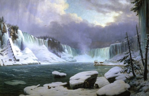 At Niagara Falls in Winter. The painting by Hyppolyte Sebron