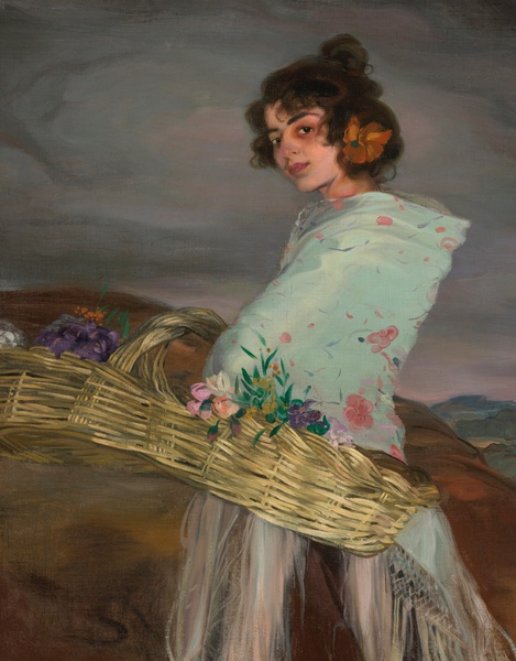 Gypsy Flower Seller, 1909. The painting by Ignacio Zuloaga