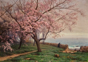 A Coastal Spring Day in Crimea, Iosif Evstafevich Krachkovsky, Art Paintings