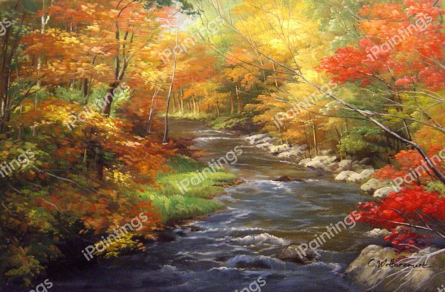 A Beautiful Autumn Stream. The painting by Our Originals