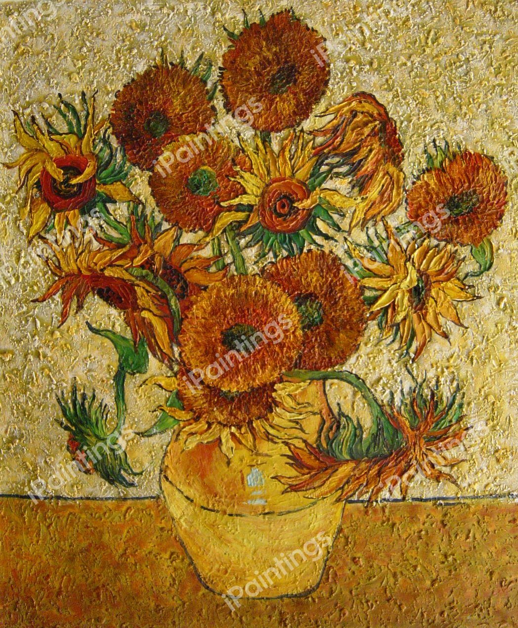 A Bouquet Of Fourteen Sunflowers In A Vase Painting by Vincent Van Gogh