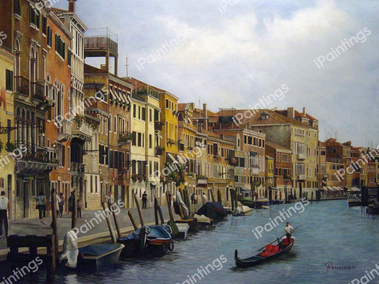 A Canal View In Venice. The painting by Our Originals