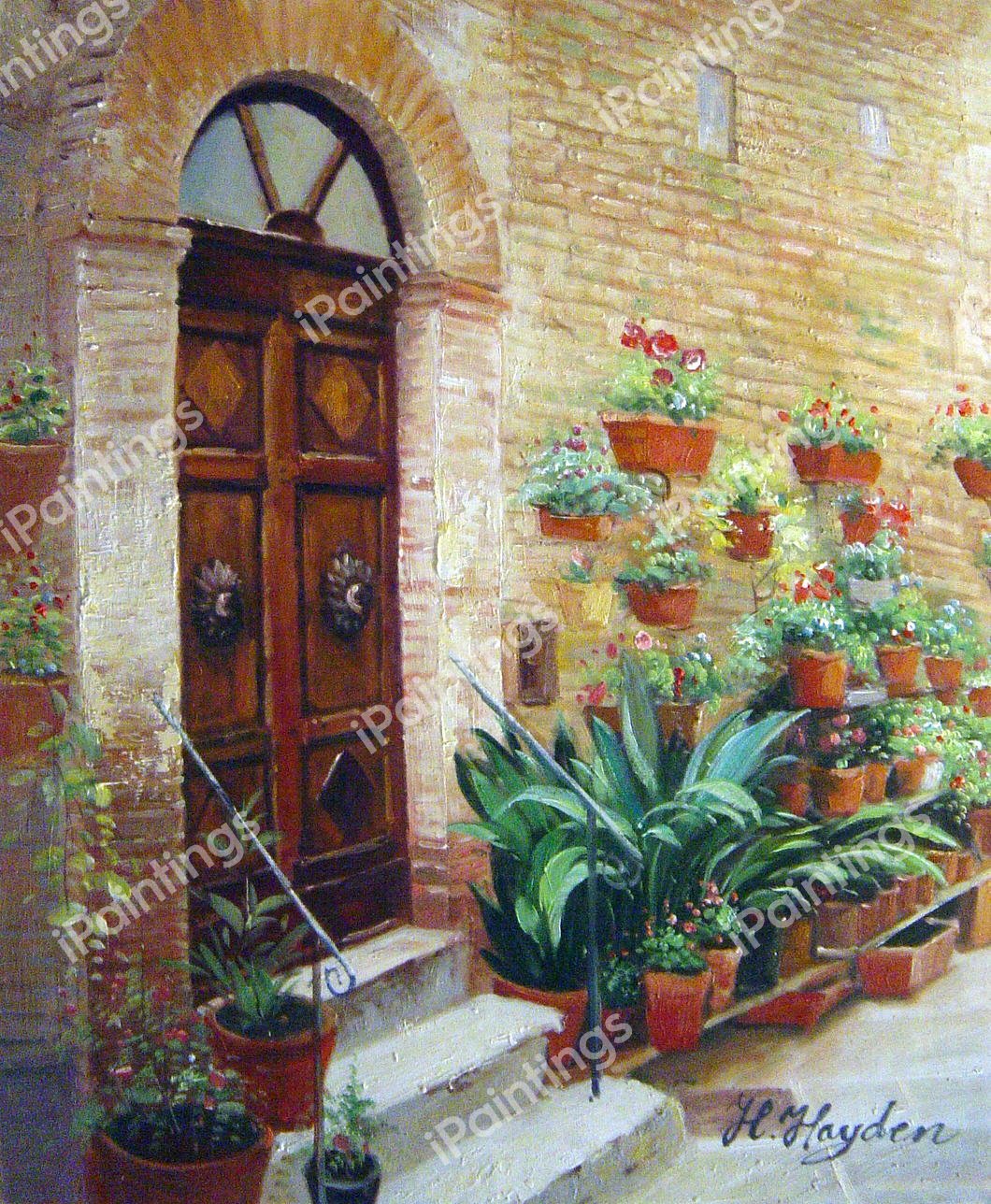 A Charming Doorway In Tuscany. The painting by Our Originals