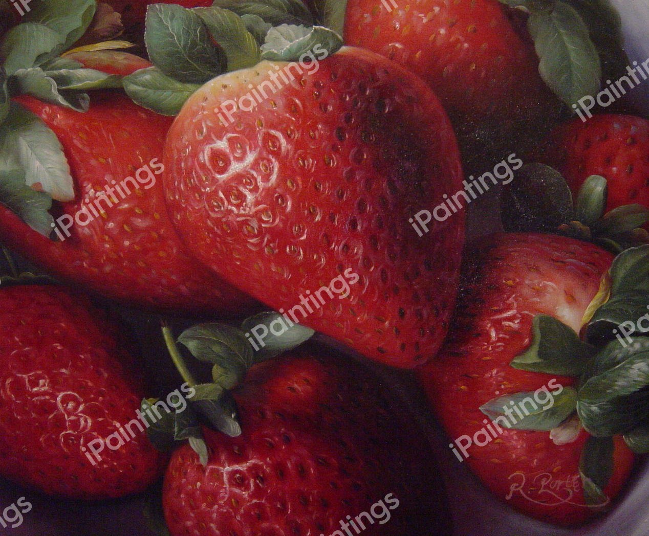 A Gorgeous Array Of Red Strawberries. The painting by Our Originals