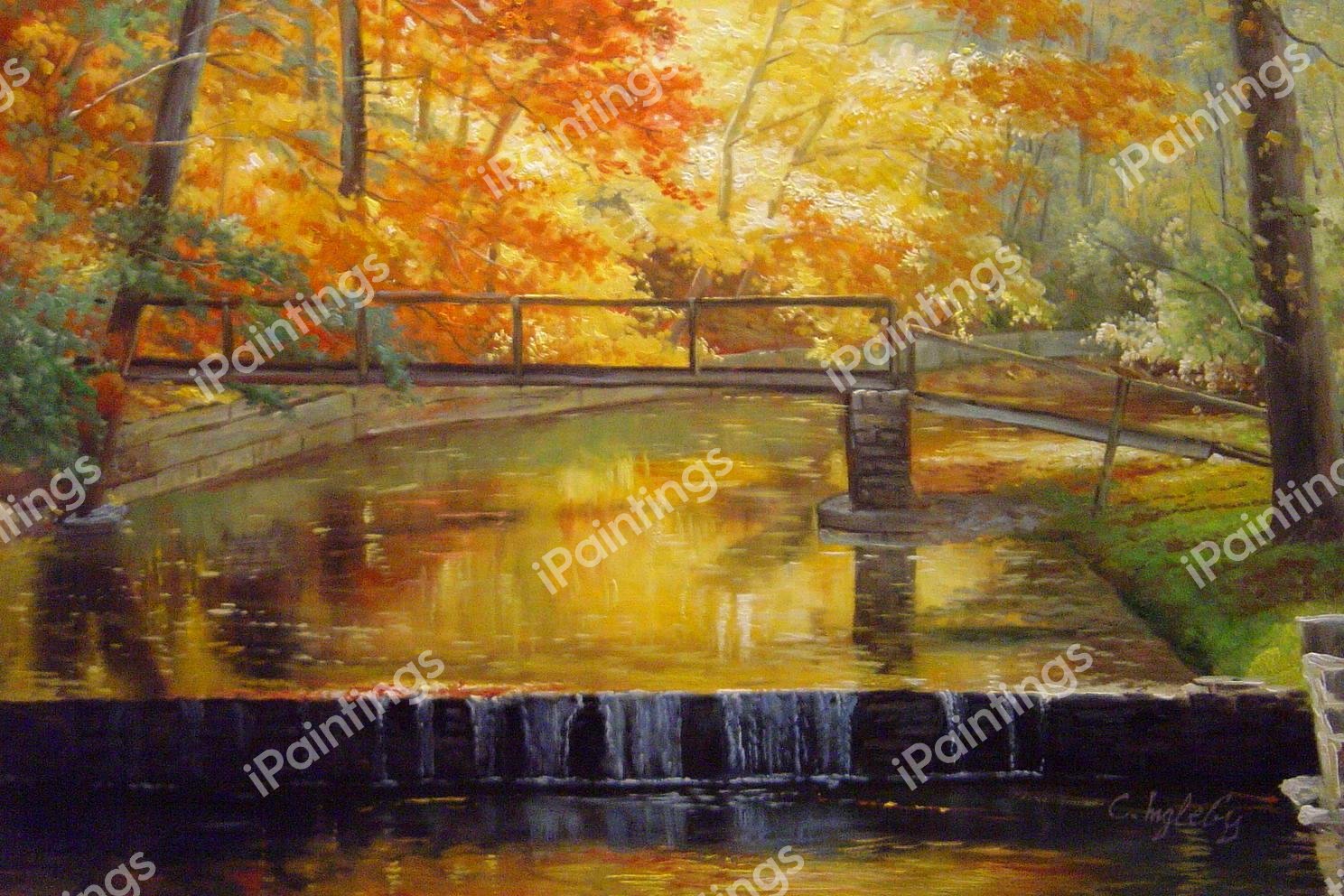 A Peaceful Autumn Stream. The painting by Our Originals