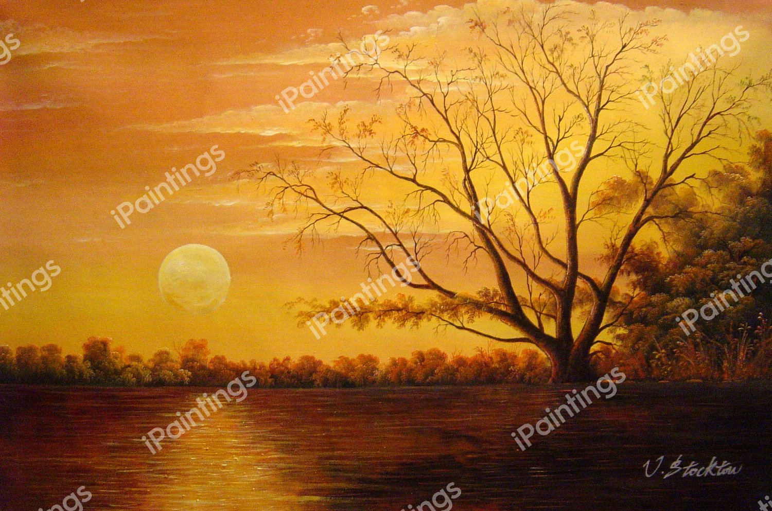 A Romantic Sunset Painting by Our Originals Reproduction | iPaintings.com