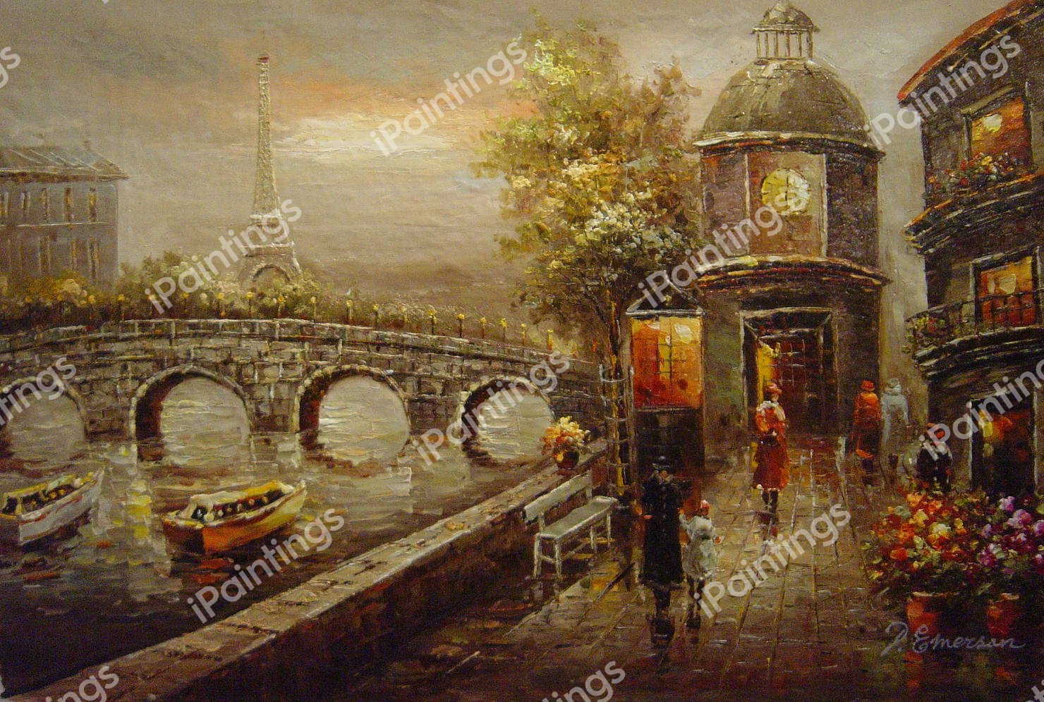 A Scenic View Of The Eiffel Tower. The painting by Our Originals