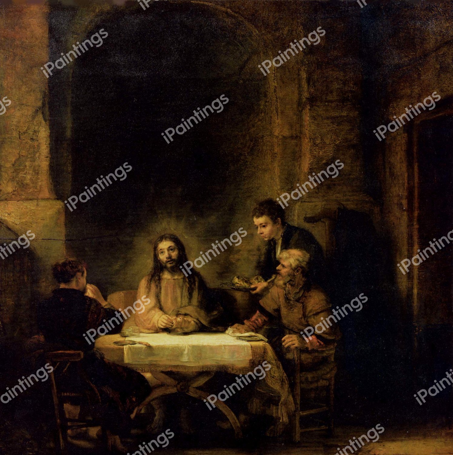 A Supper at Emmaus Painting by Rembrandt van Rijn | iPaintings.com