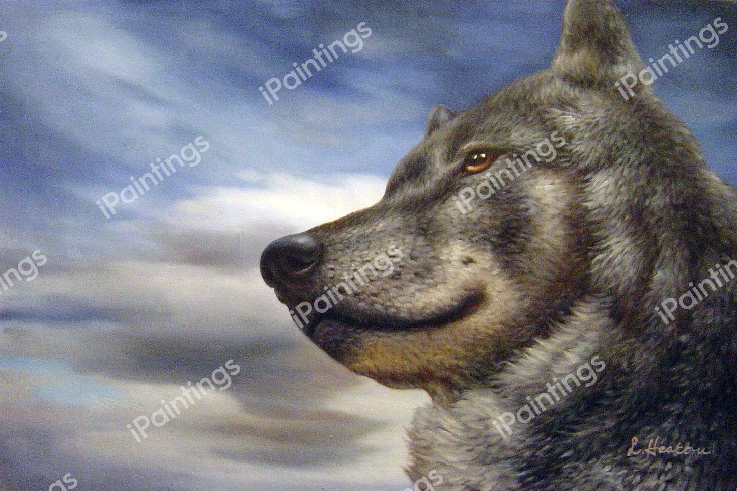 A Wolf On Watch. The painting by Our Originals