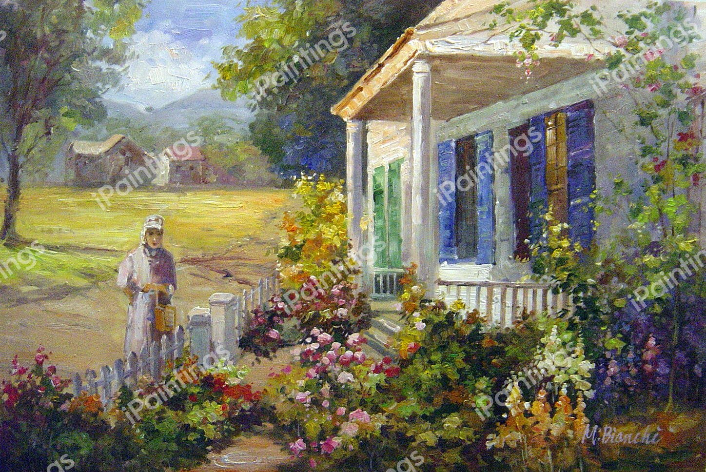 A Summer Garden. The painting by Abbott Fuller Graves