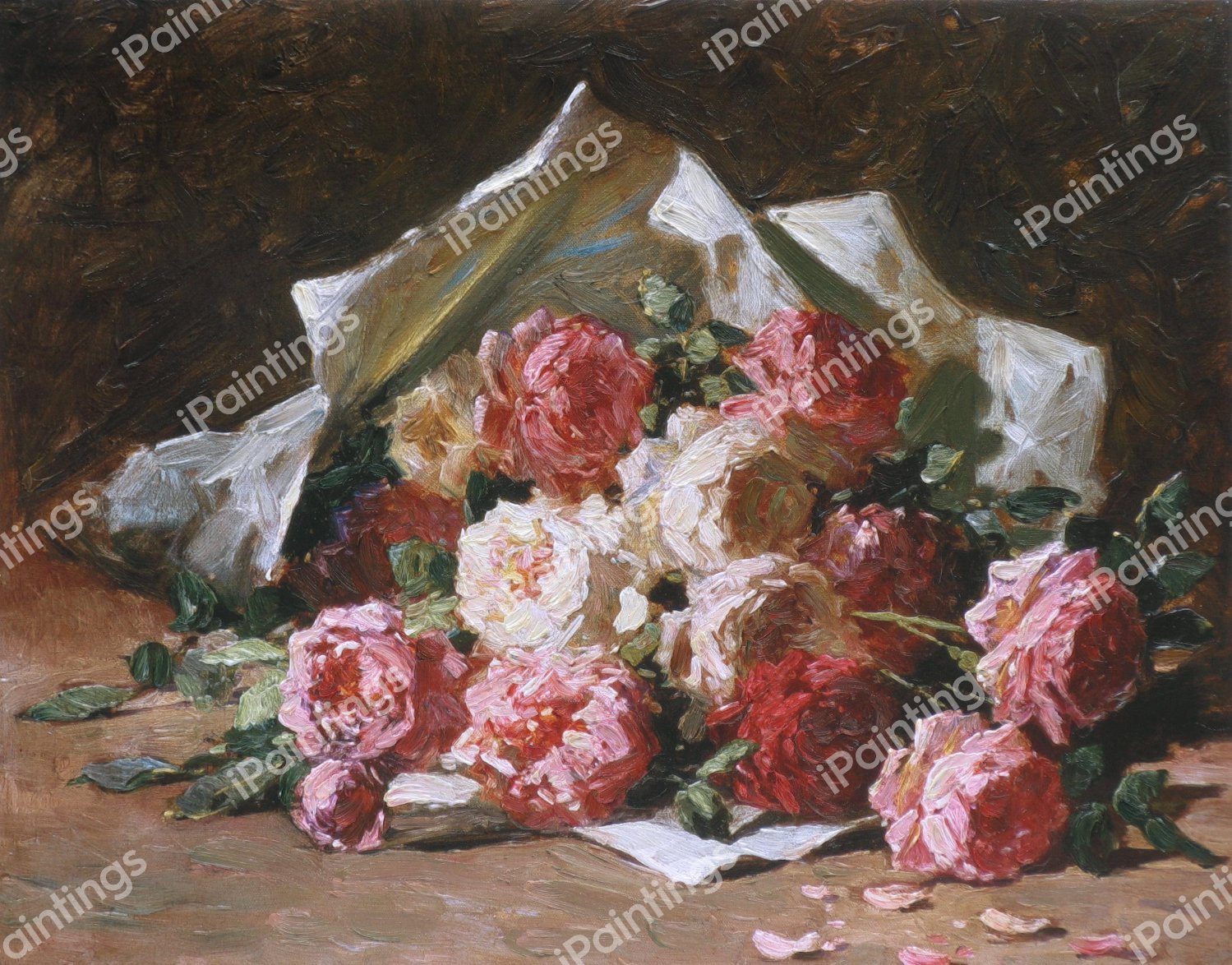 Bouquet of Roses. The painting by Abbott Fuller Graves