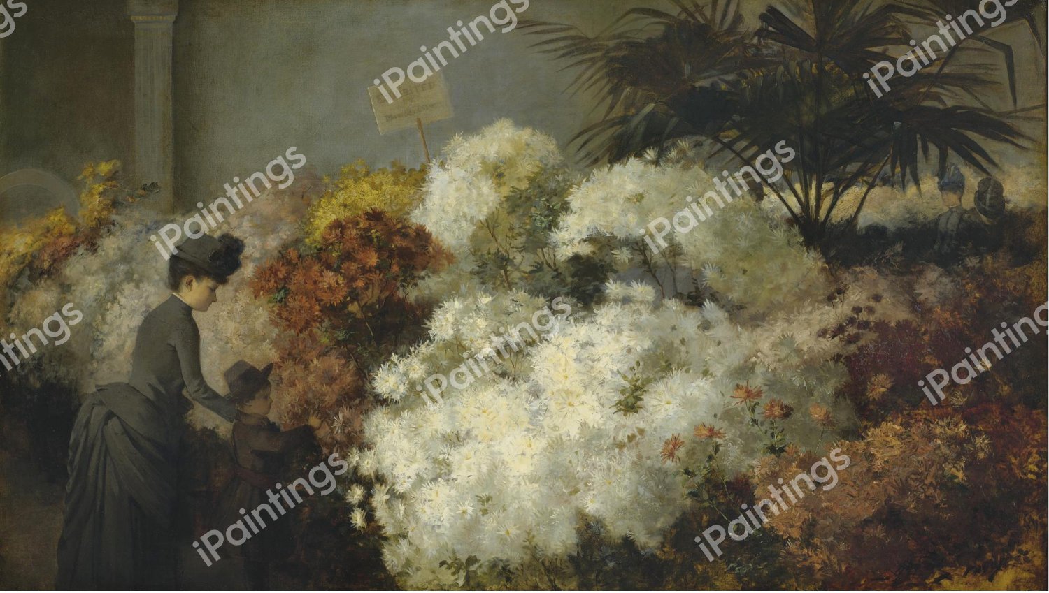 The Chrysanthemum Show. The painting by Abbott Fuller Graves