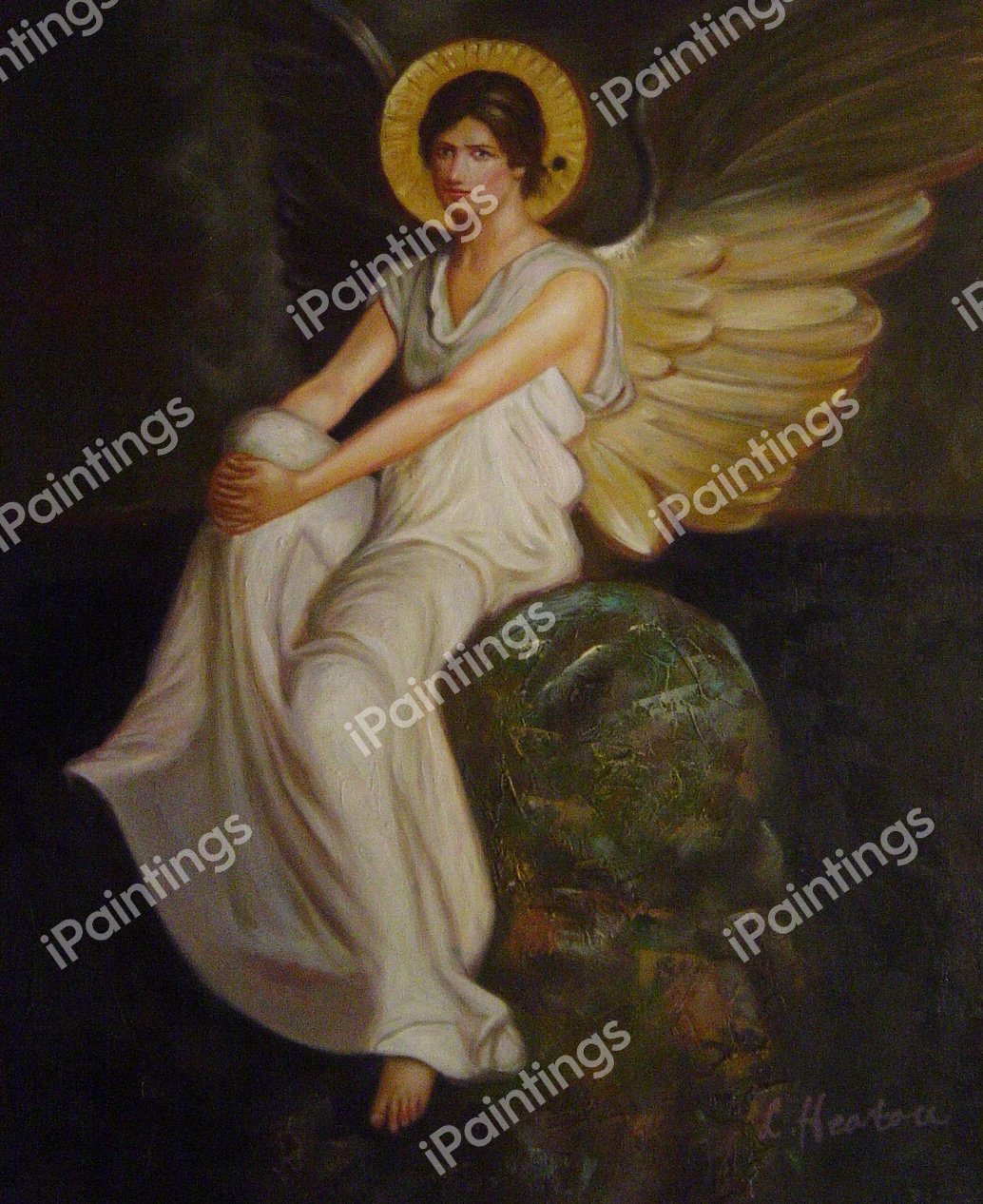 Winged Figure Seated Upon A Rock. The painting by Abbott Handerson Thayer