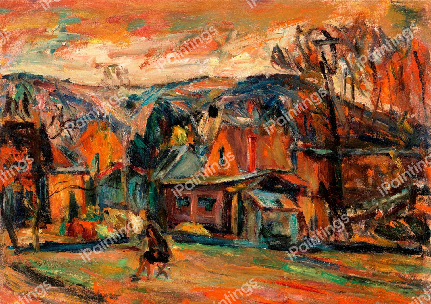 Landscape with Artist. The painting by Abraham Manievich