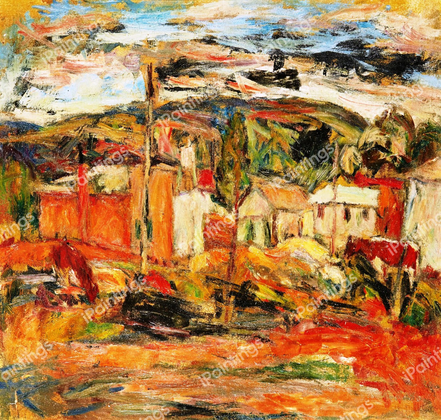 Landscape with Houses. The painting by Abraham Manievich