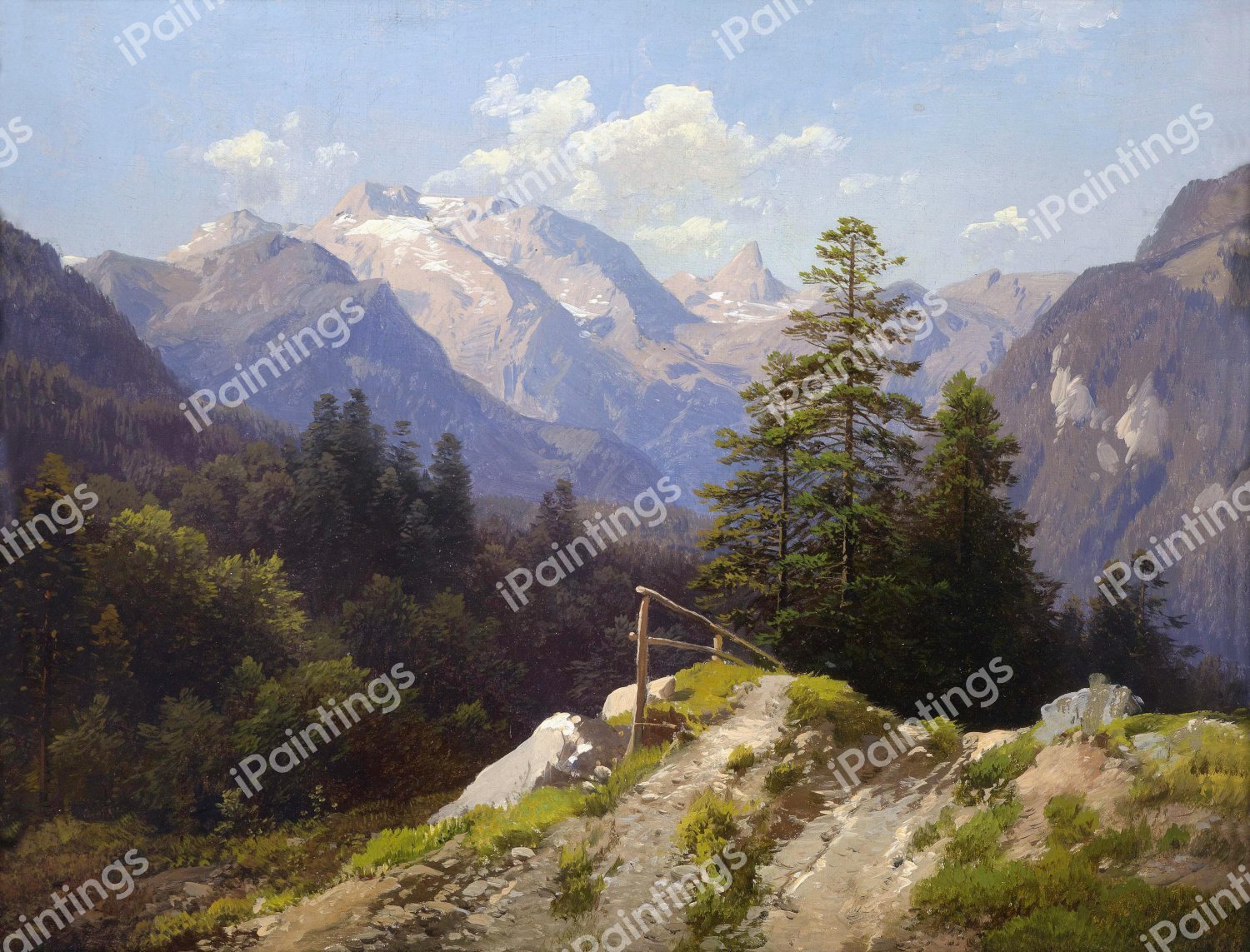 Mountain Scene. The painting by Adalbert Waagen