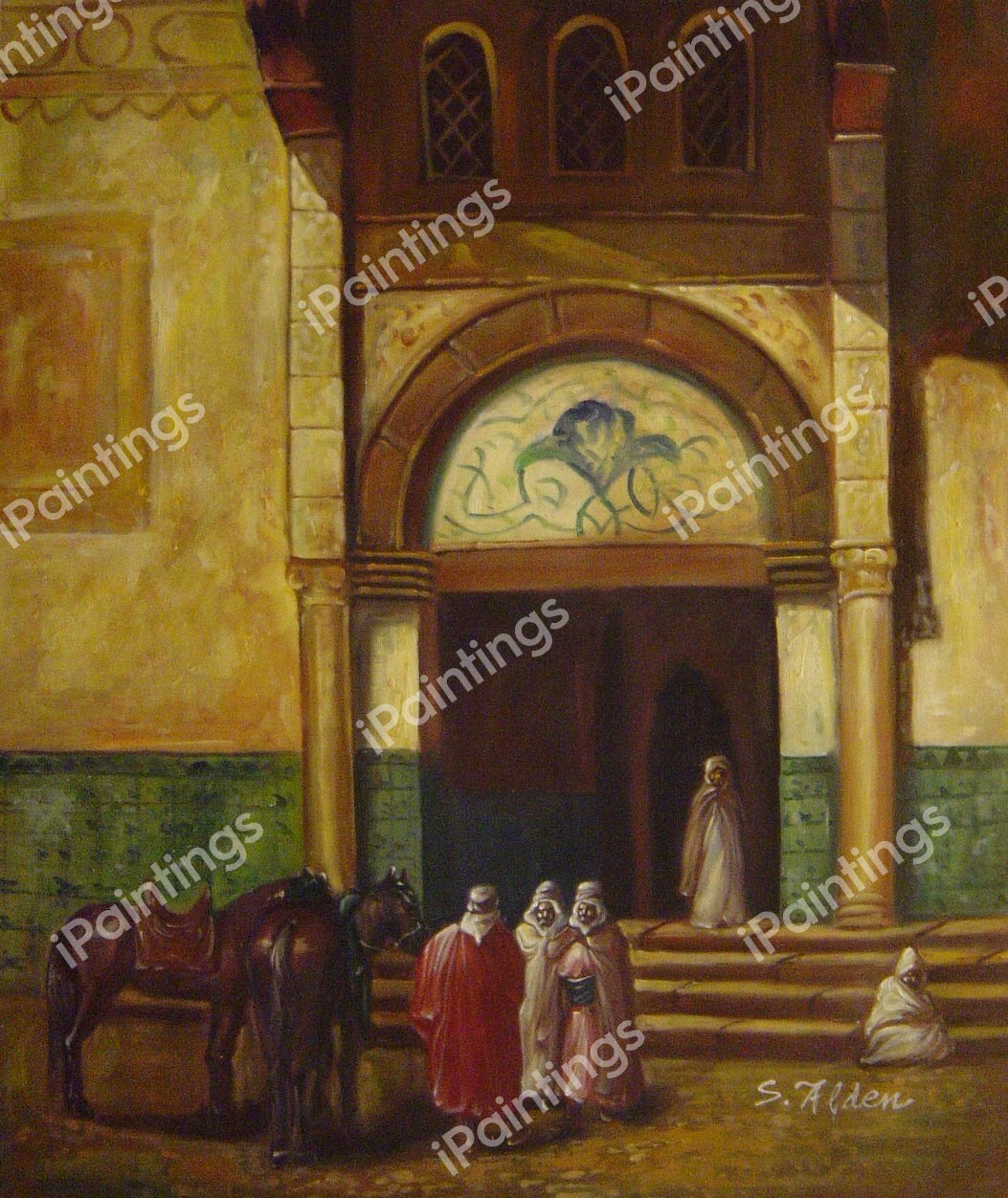Rest Outside A Mosque. The painting by Addison Thomas Millar