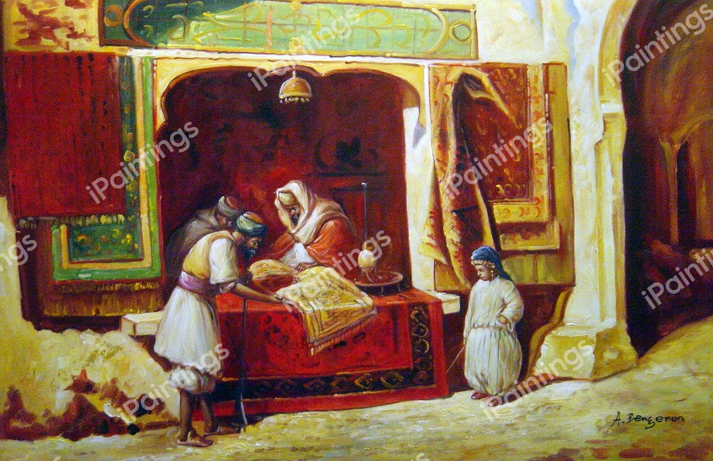 The Rug Merchant. The painting by Addison Thomas Millar