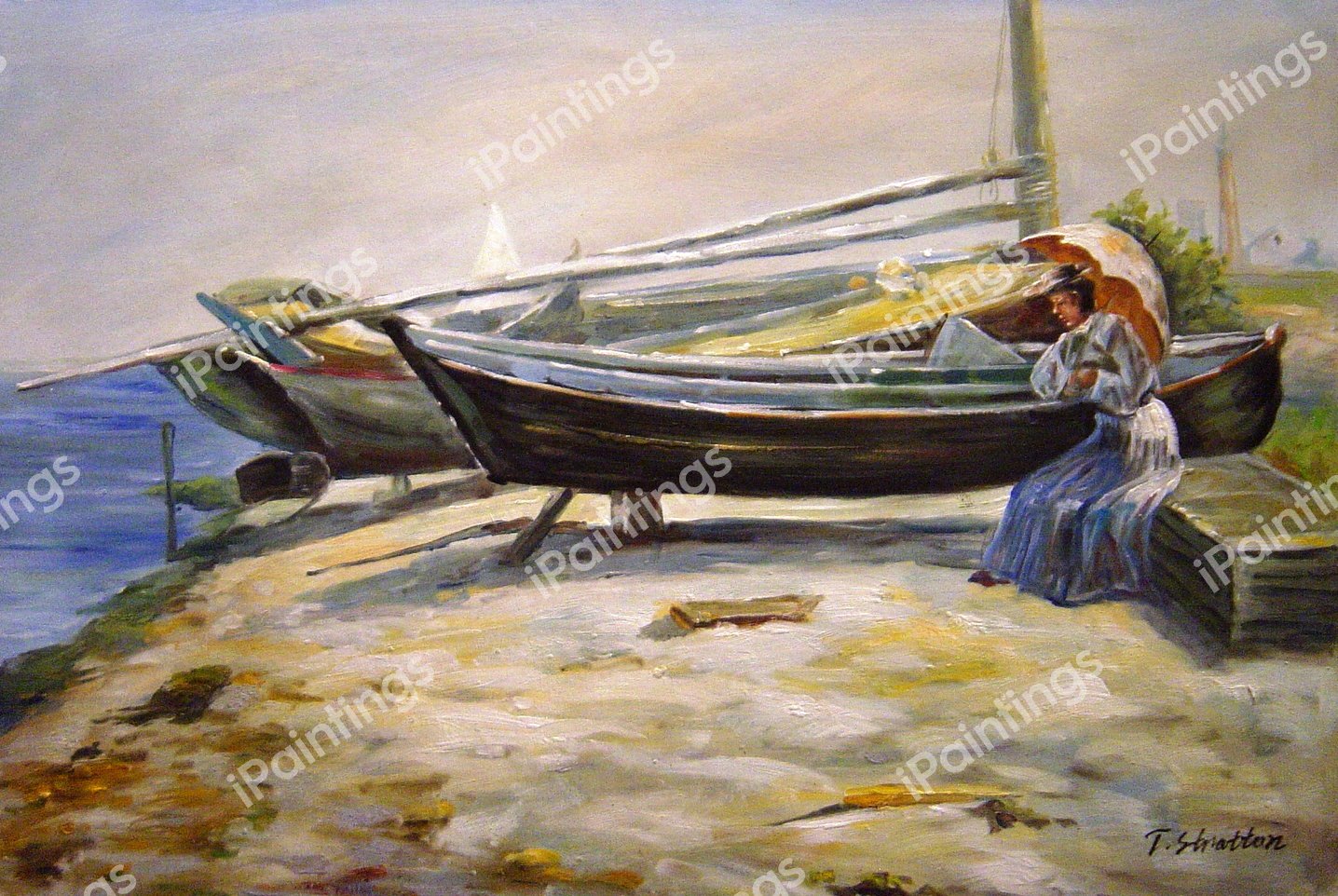 The Seashore. The painting by Addison Thomas Millar