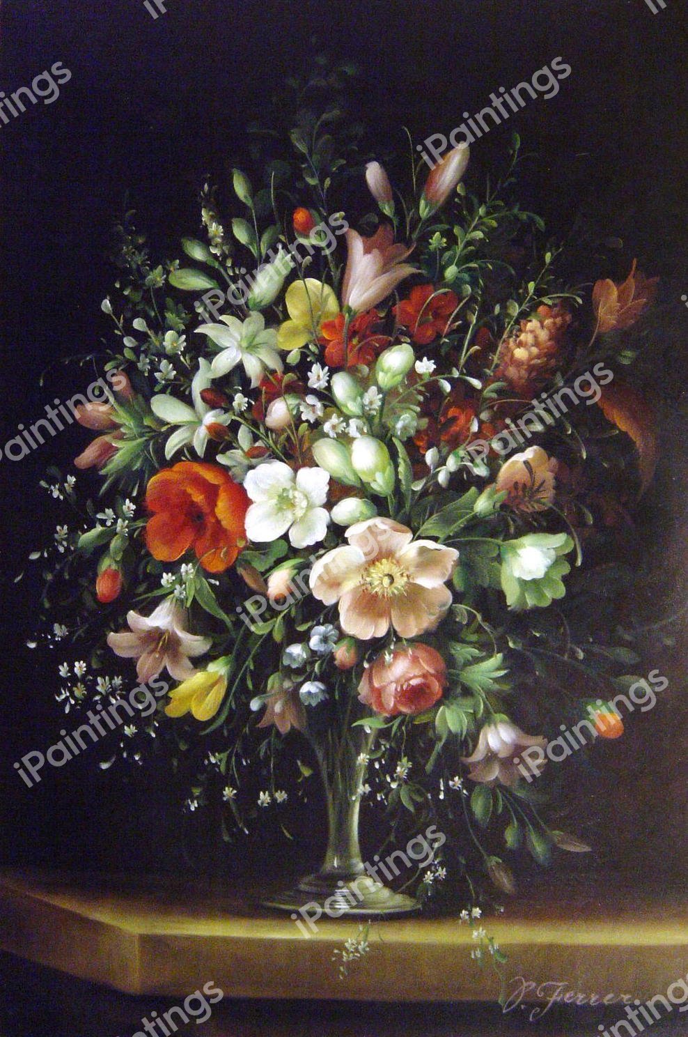 Floral Still Life. The painting by Adelheid Dietrich