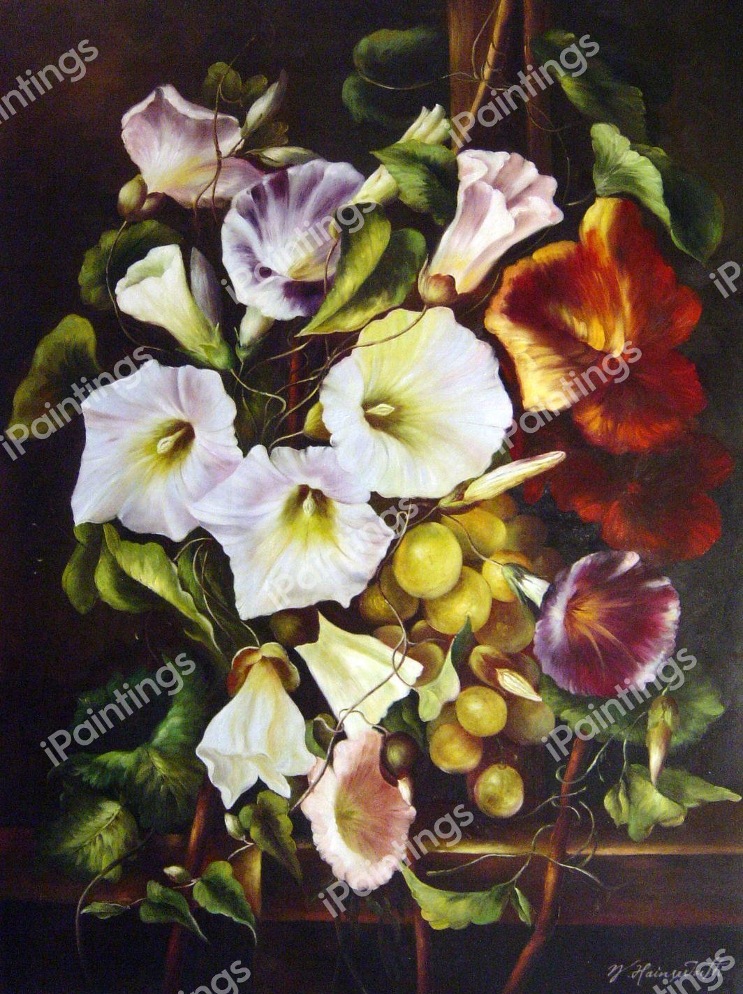 Morning Glories. The painting by Adelheid Dietrich