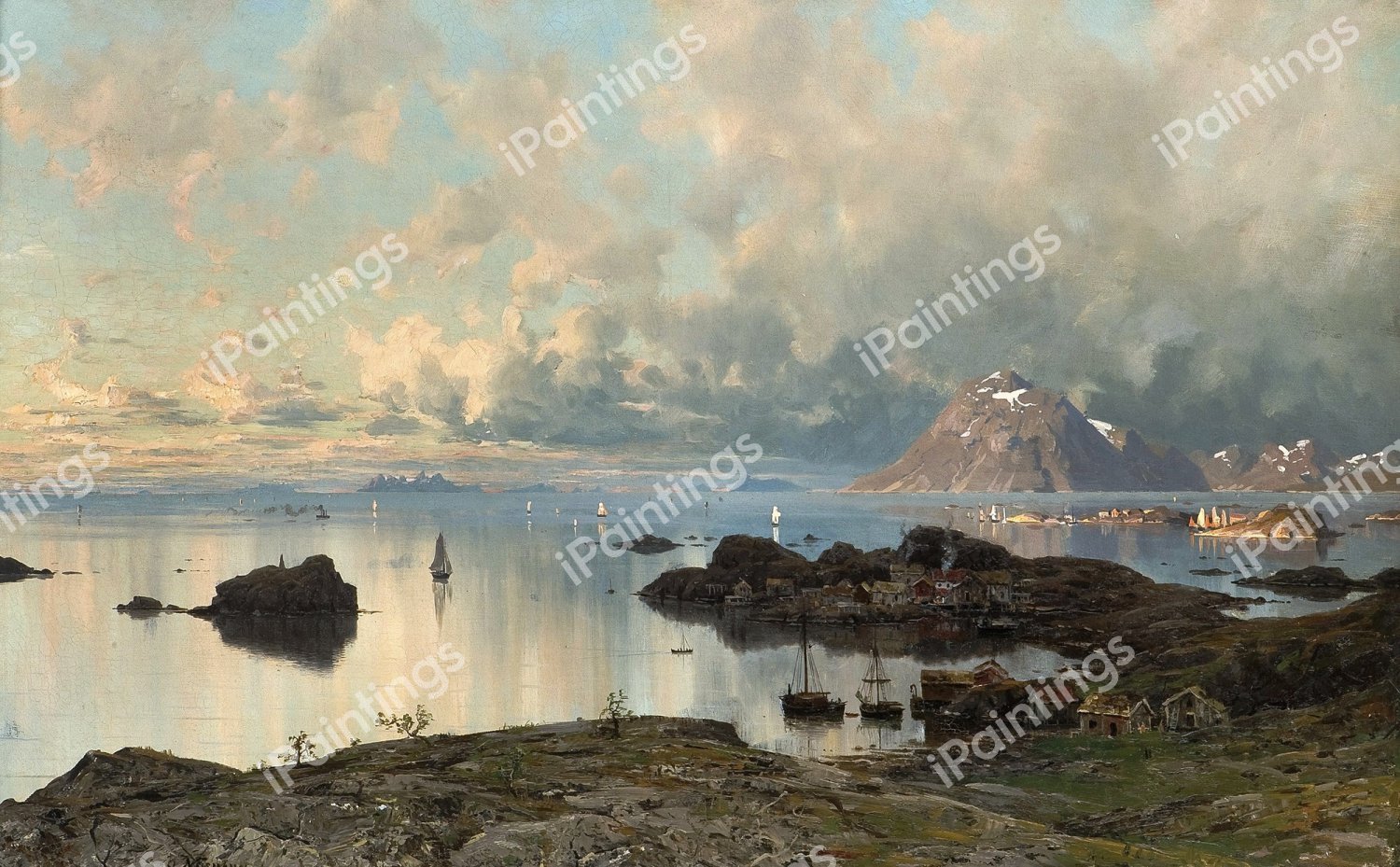 Fishing Village at Lofoten. The painting by Adelsteen Normann